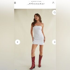 NEW Linen Fold-Over Tube Dress | White | American Threads | Size Med